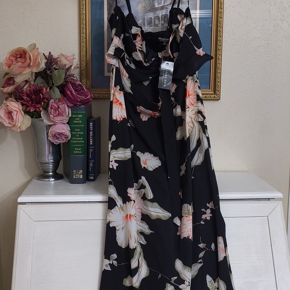 Floral Maxi Dress Sexy Date Night Party Concert Size XL Feminine - Picture 8 of 8